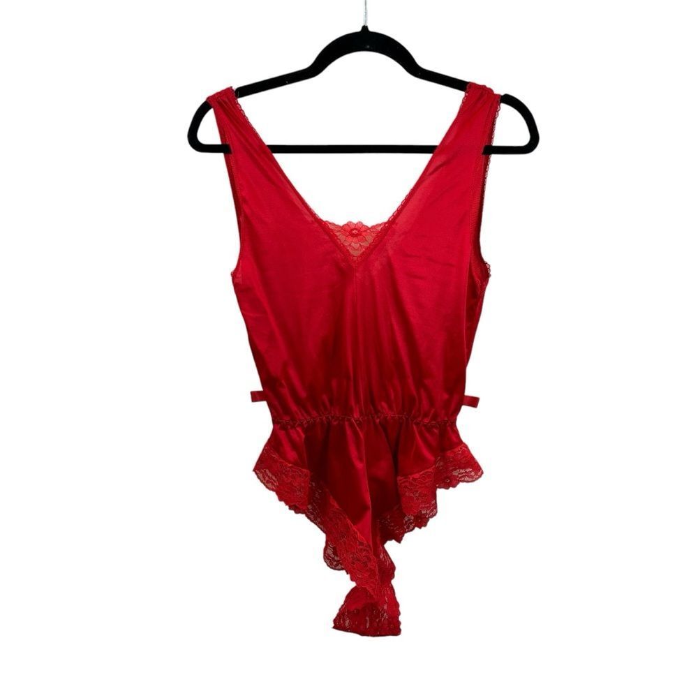Ladies Vintage‎ 1970’s Undercover Wear Red Bodysuit Linge Teddy Size Small